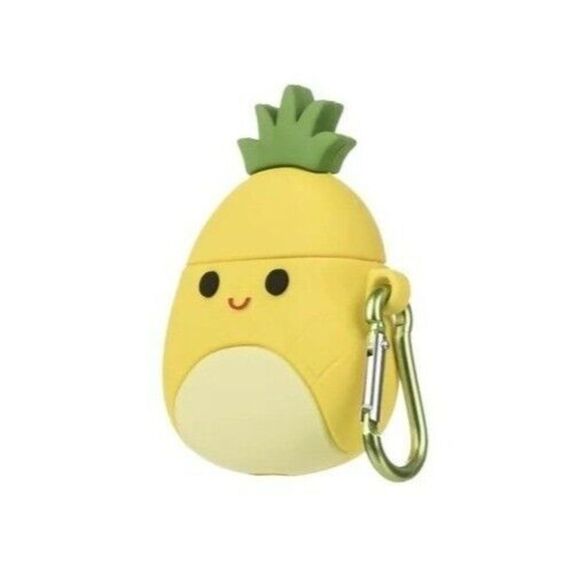 Squishmallows Pineapple Airpod Case Silicon Cover Includes Carabiner Yellow NIP - Picture 2 of 3